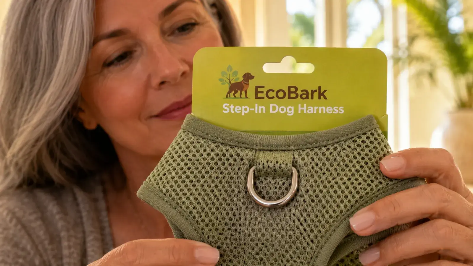 Small dog harness buckle point with mesh fabric around it showing minor fraying after heavy use